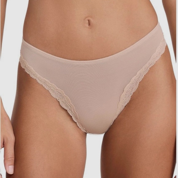 Women's Passion Mesh Lace Trim Chikini - Nylon Beige Size L NWT - Picture 4 of 4